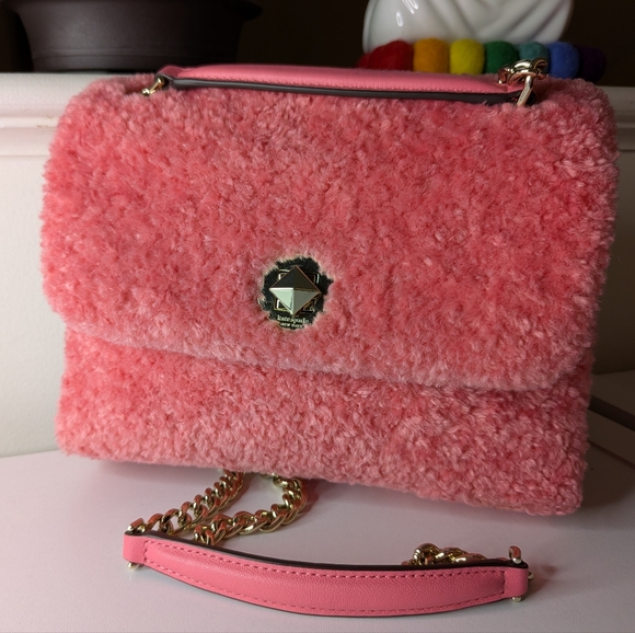 Handbags - Kate Spade NATALIA faux Fur Medium Flap Crossbody Pink